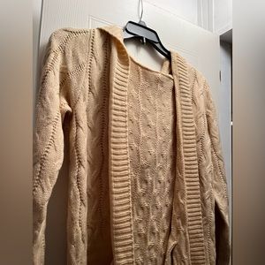 Cream Cardigan with Hood, Fits like S/M